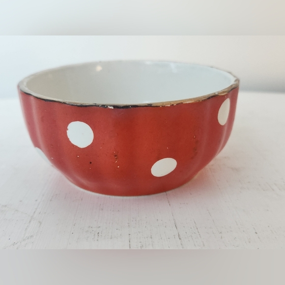 Vintage Sarreguemines & Digoin France Polka Dot Mixing Bowl - 3.75" - Picture 2 of 4